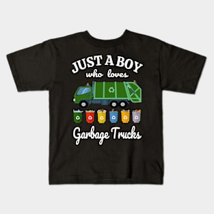 Just A Boy Who Loves Garbage Trucks Kids T-Shirt